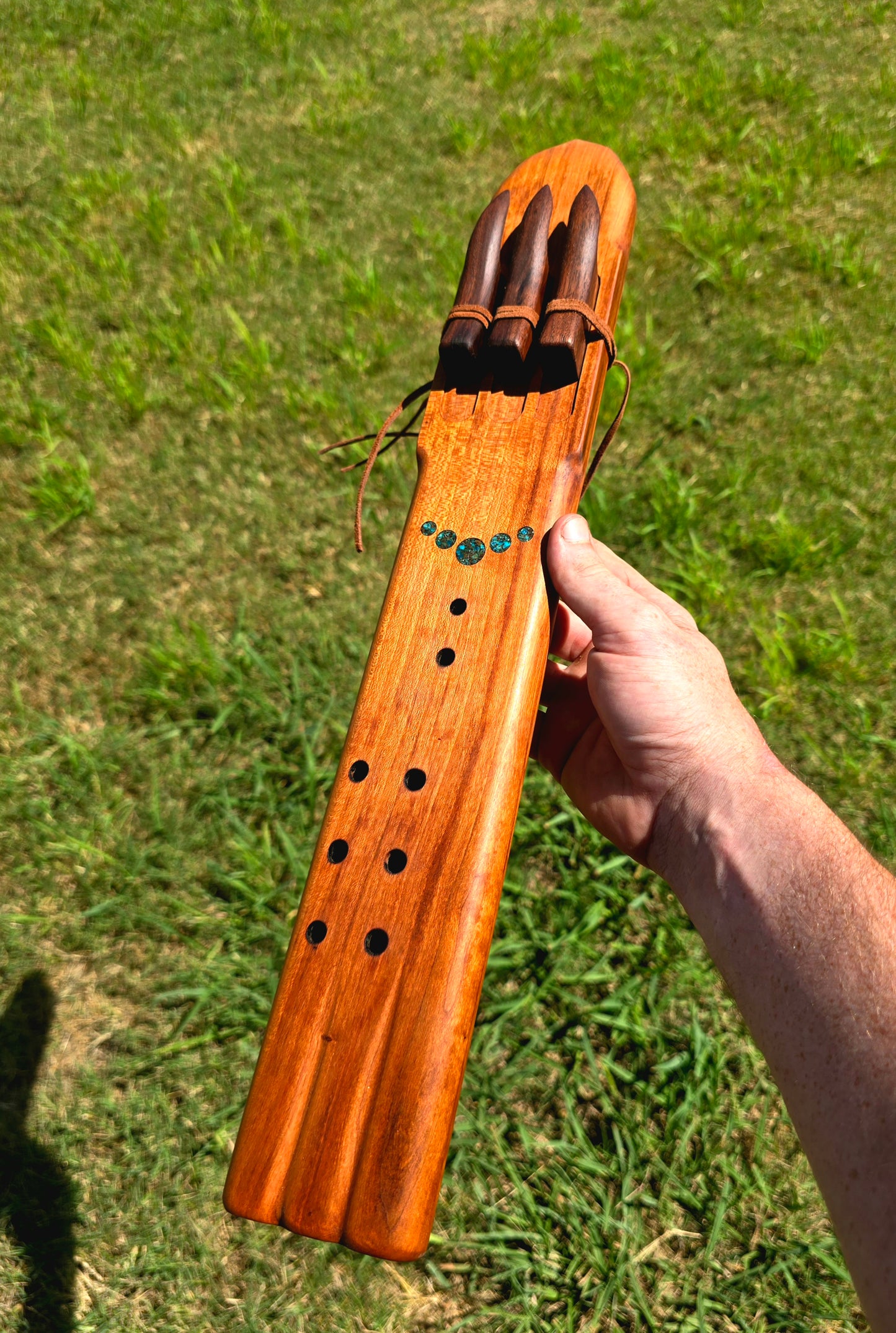 Triple drone key of A cherry wood