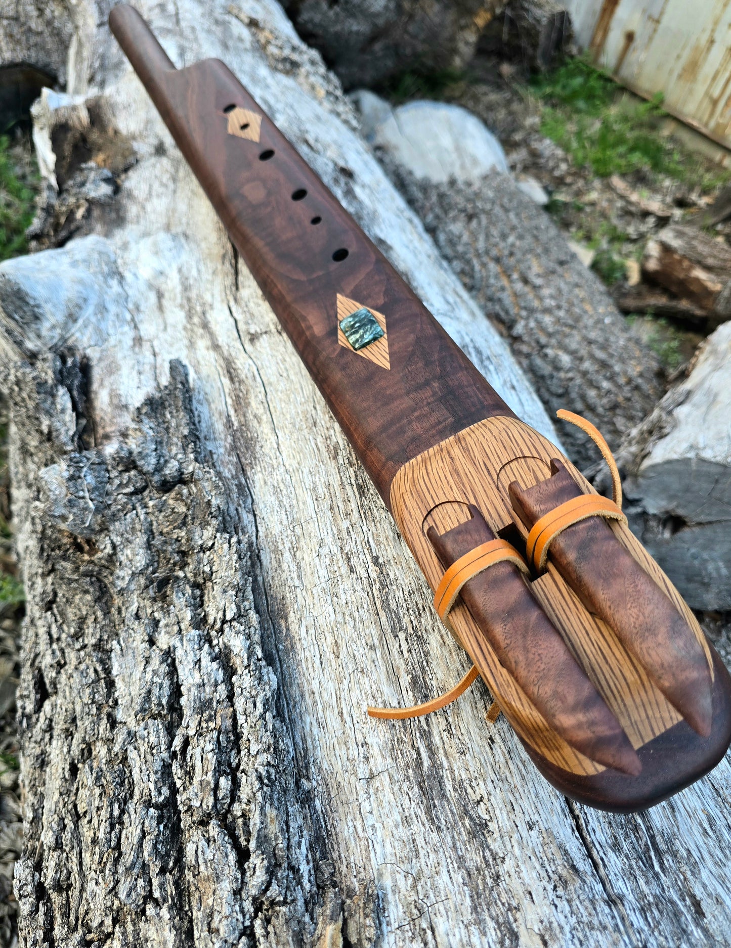 1. Walnut aeolian 1/5 below drone key of low B/F# 444hz